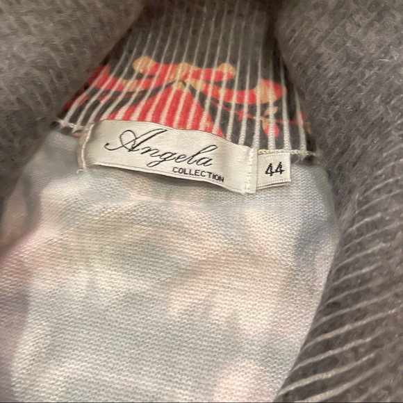 Vintage Made in Italy Floral Wool Angora Zip-Up Sweater Jacket - Picture 9 of 12